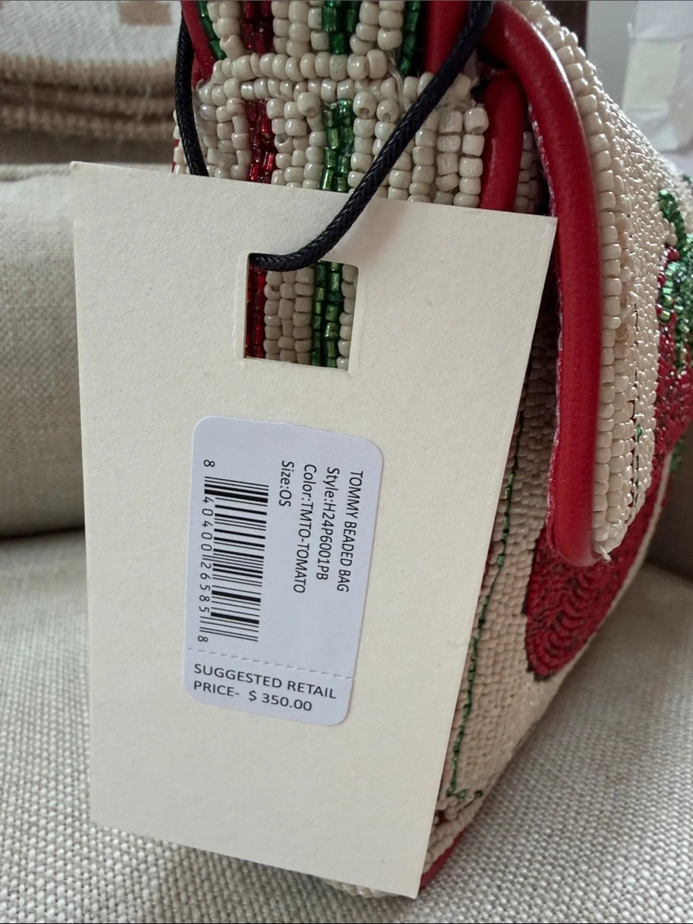 Staud, Beaded Tomato Motif Shoulder Bag - Red/Cream - Picture 4 of 4